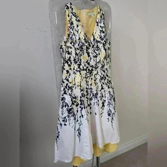 Black white yellow high  low dress - size 4 petite - Picture 2 of 4